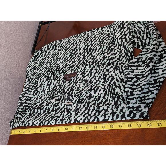 Dana Buchman Leopard Print Blouse Small Aqua Black Long Sleeve Top Office Shirt - Picture 9 of 11